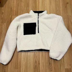 Oak + Fort cropped fleece quarter zip